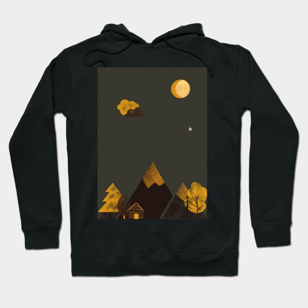 Night under the moon. Outdoor lovers design. Camping in mountains. Sun & Moon Artwork With mountains. Boho art of moon at night and terracotta mountains. Hoodie by waltzart